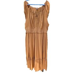 Old Navy Maxi Dress 4X Swiss Dot Keyhole Tie Smocked Flowy Sundress Boho